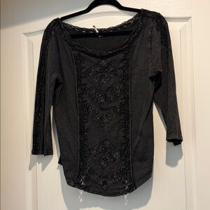 Charcoal Lace Women's Blouse